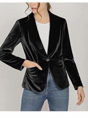 Express Black Velvet Single-Button Blazer Size 0